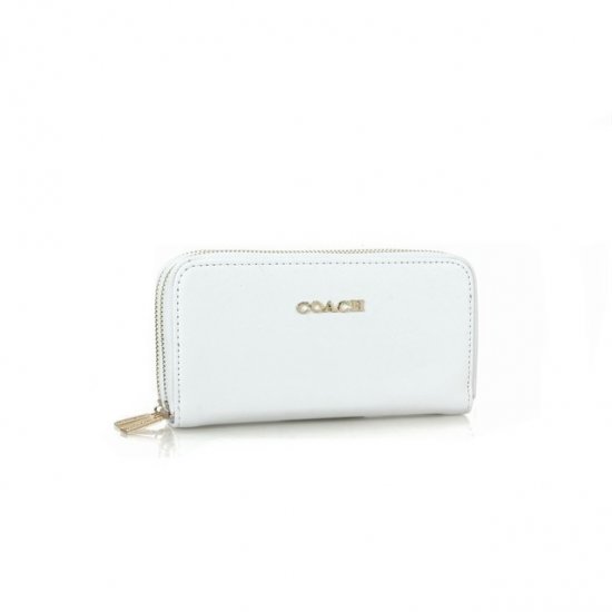 Coach Double Zip In Saffiano Small White Wallets FFM